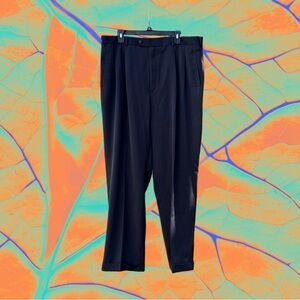 Stafford Men’s Charcoal Black Dress Pants Pleated, Cuffed, Pockets 40X32